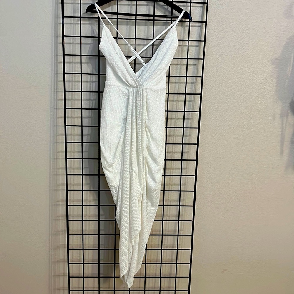 Lulus size small sequin stunning criss cross back back lines dress with zipper